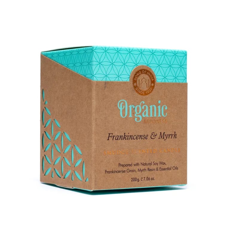 Sojų vaško žvakė Organic Goodness Frankincense & Myrrh