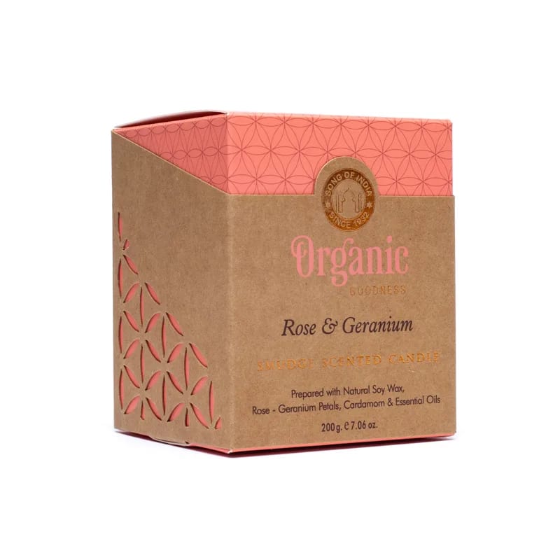 Sojų vaško žvakė Organic Goodness Rose & Geranium